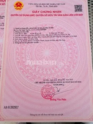 Bán Đất Thổ Cư Tại Gò Dầu Tây Ninh