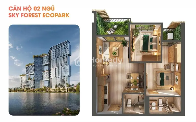 Bán Căn Hộ 2 Ngủ 2 Vệ Sinh - Chung Cư Sky Forest Kđt Ecopark - Giá 4 Tỷ