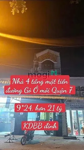 Nhà 4 Tầng Mặt Đường Gò Ô Môi Quận 7. 9,3*24, Hơn 21 Tỷ.