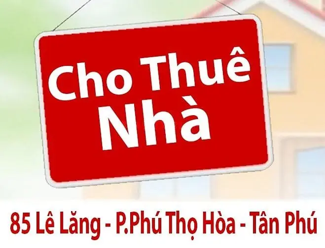 Cho Thuê Nhà Mt Nguyên Căn: 85 Lê Lăng - P.phú Thọ Hòa - Tân Phú