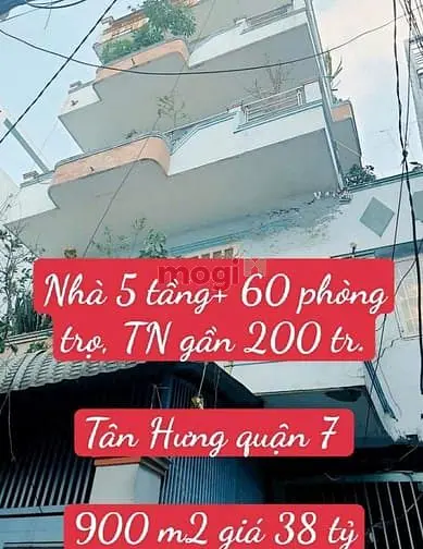 Nhà 5 Tầng 60 Phòng Trọ, 900 M2 Đất Tân Hưng Quận 7. 38 Tỷ.