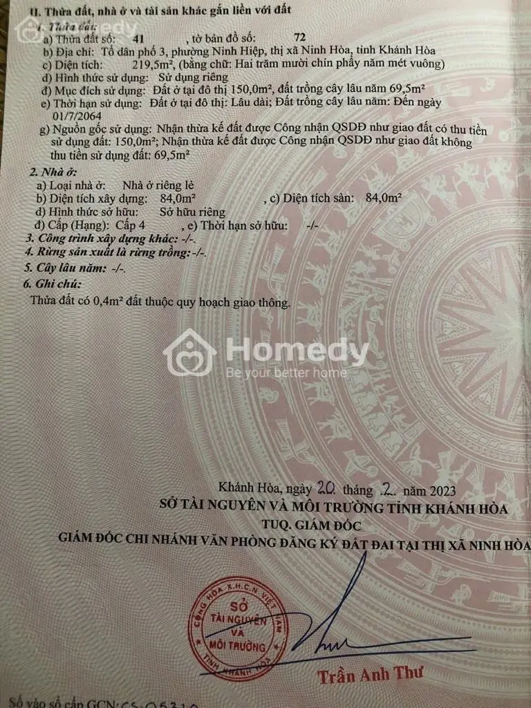 Bán Nhà Ngay Trung Tâm, Tdp3 - P. Ninh Hòa - Khánh Hòa, Đường Oto Thông Thoáng 2 Đầu