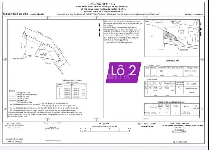 Cc Bán 2 Lô Đất Đường Gò Cẩm Đệm Tân Bình 75M, 6,9 Tỷ Bớt Lộc.