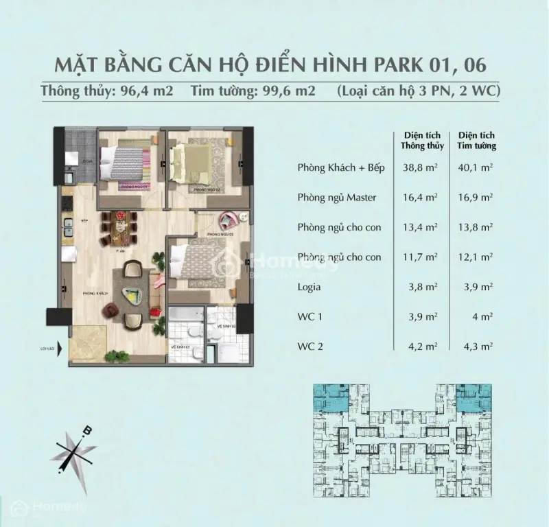 Bán Căn Hộ 96M2, 3Pn-2Wc, Tầng Trung, Căn Góc, Tòa Tđc Park 3 Eurowindow River Park, Lh 0772272***