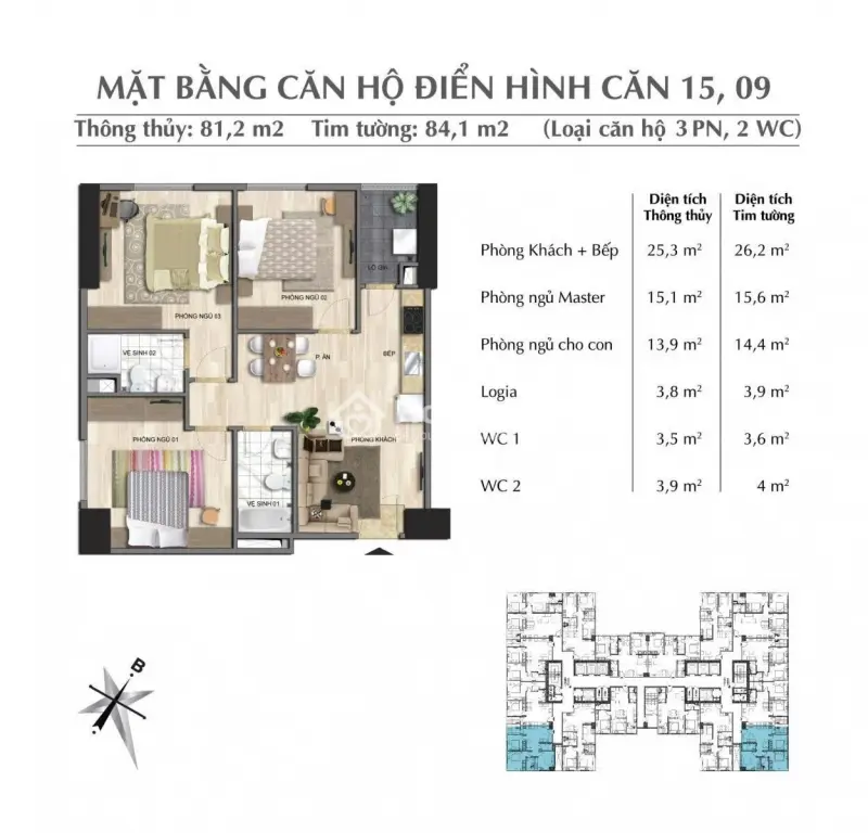 Bán Căn Hộ 81M2, 3Pn-2Wc, Tầng Trung, Căn Góc, Tòa Tđc Park 3 Eurowindow River Park, Lh 0772272***