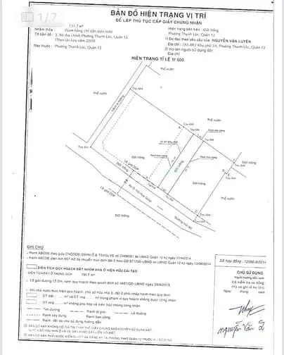 Quận 12, Đất Thổ Cư Thạnh Lộc 48, Sông Sài Dt 5X26M