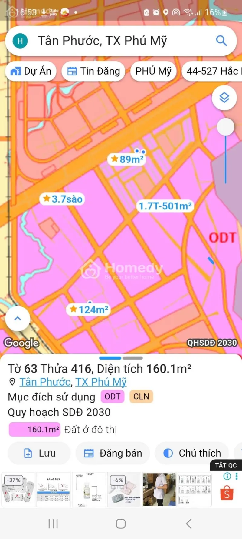 Giá Đầu Tư, Cơ Hội Sinh Lời Nhanh, Đất Trung Tâm Tp Phý Mỹ!