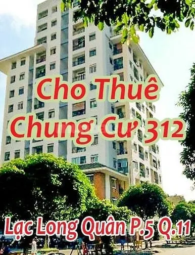 Cho Thuê Chung Cư : 312 Lạc Long Quân P.5 Q.11 - Dt:65M2 - 2Pn - 1Pk