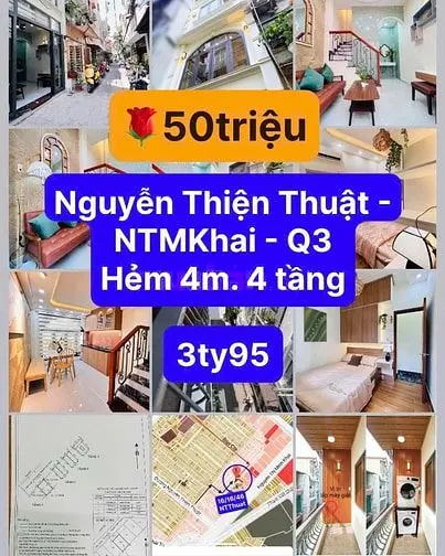Bán Nhà Nguyễn Thiện Thuật, P2, Quận 3, Giá Bán 3,950 Tỷ, 3 Lầu