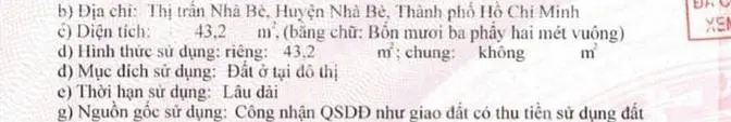 Bán Đất Thổ Cư Hẻm Huỳnh Tấn Phát, Nhà Bè: 45M2, Sổ Hồng, Giá Chỉ 2.7