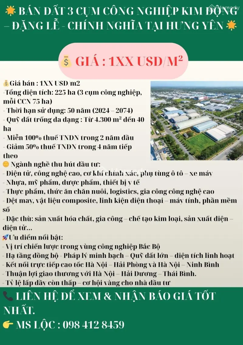 🌟 Bán Đất 3 Cụm Công Nghiệp Kim Động – Đặng Lễ - Chính Nghĩa Tại Hưng Yên 🌟