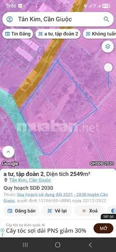 Bán 2,555M2 Đất 2Mt, Đường Tập Đoàn 2, Tân Kim, Cần Giuộc, La