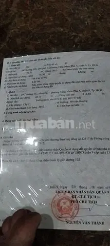 Cần Bán Nhà Mặt Tiền Phường Tăng Nhơn Phú Tphcm