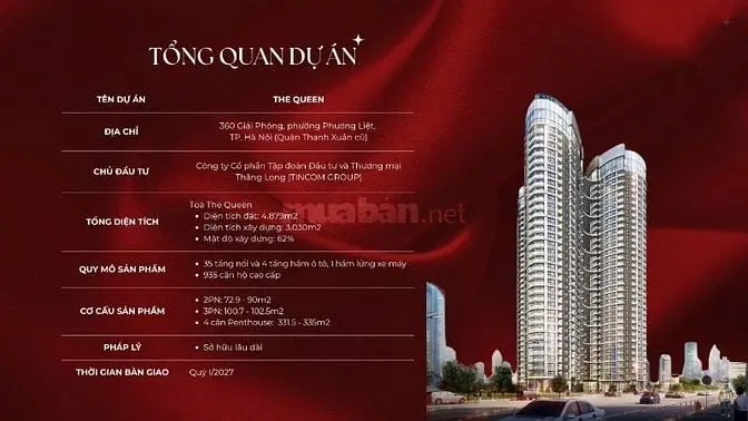 👑 Bắt Đầu Booking The Queen – Ưu Đãi Đợt 1 Chỉ Từ 95 Triệu/M²!