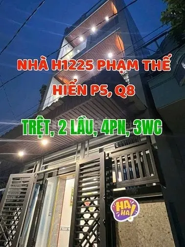 Bán Nhà 1Trệt, 2 Lầu, Hẻm 1225 Phạm Thế Hiển P5, Q8. Ngang 3,8Mx 10M