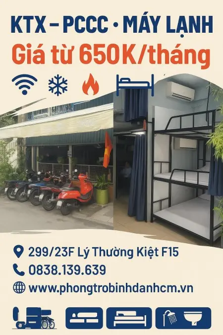 Ký Túc Xá Giá Tốt – Đầy Đủ Tiện Nghi – Vị Trí Trung Tâm Quận 11