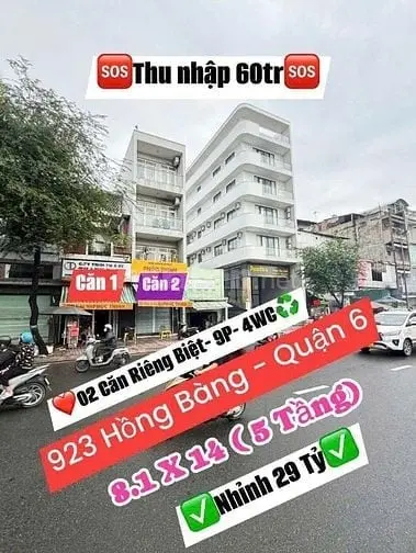 Bán Nhà 4 Tầng, 923 Hồng Bàng, P. 9, Q. 6, Ngay Bùng Binh Cây Gõ
