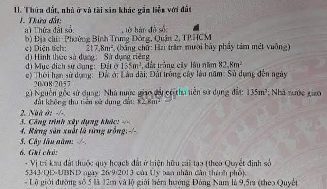Bán Đất Quận 2 - Góc 2 Mặt Tiền Đường Xe Tải. Ngang 9M Giá Tlcc