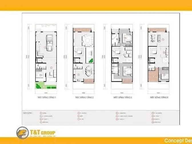 🏡 Layout Thiết Kế Nhà Phố Liền Kề – T&T City Millennia Dt:~120M2
