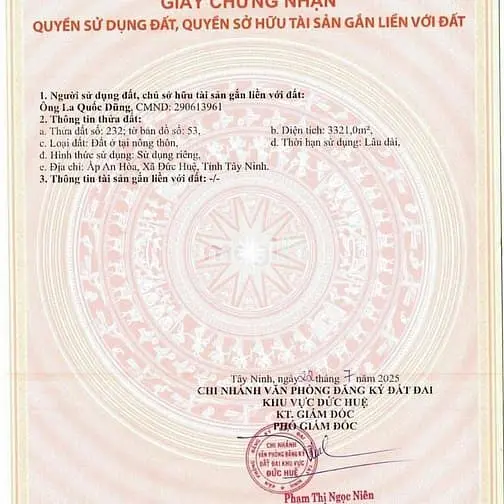 Cần Bán Đất Đức Huệ – Long An, Đất Full Thổ Cư, Sổ Hồng Chính Chủ