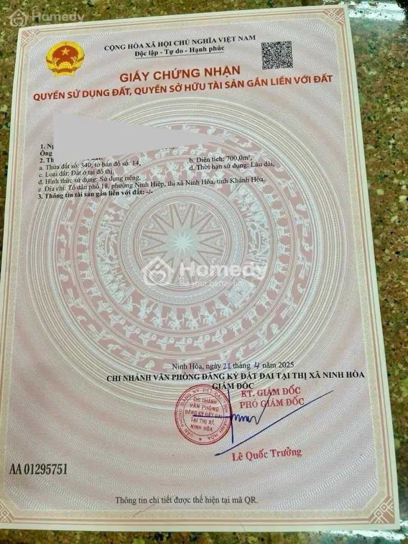 Cần Bán 4 Lô Đất Thổ Cư 100% Đường Minh Mạng, Ninh Hoà, Ô Tô Vào Tận Cổng