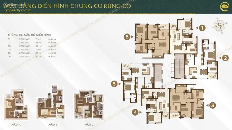Bán 3 Ngủ, 90M2 - Chung Cư Rừng Cọ , Khu Đô Thị Ecopark - Giá 4 Tỷ 575 Bao Sổ