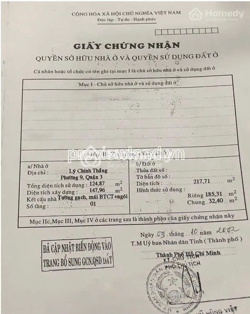 Bán Nhà Mặt Tiền Lý Chính Thắng Quận 3, 217M², 2 Tầng, Giá Tốt 105 Tỷ