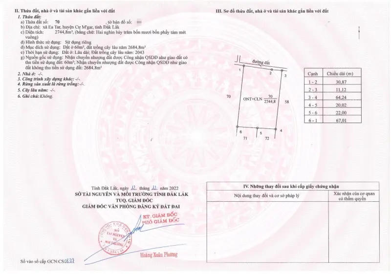 Đất Xã Eatar, Huyện Cư M'gar, Tỉnh Đăklak( Đất Thổ Cư + Đất Trồng Cây Lâu Năm)