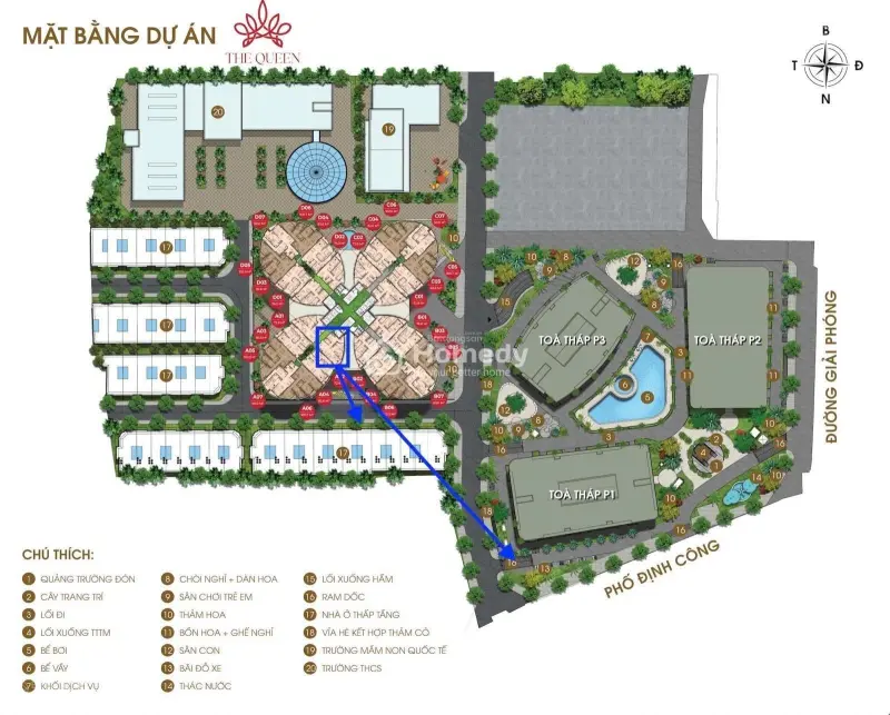 Căn 2Pn 73M2 Dự Án The Queen 360 Giải Phóng Ban Công Đông Nam Giá 6,47Tỷ Full Nộ