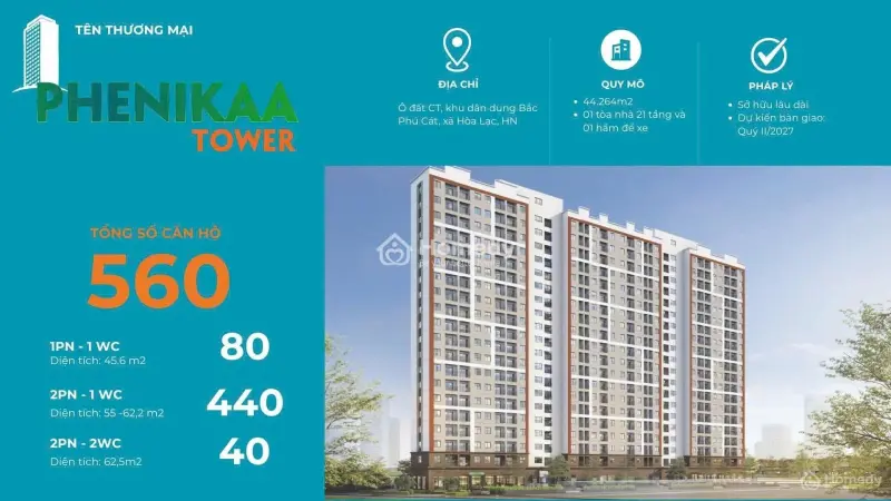 Bán Căn Hộ 1 Phòng Ngủ – Chung Cư Phenikaa Tower, Hòa Lạc, Hà Nội, Giá Chỉ Từ 4X Triệu/M²