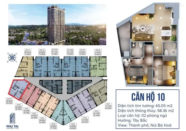 Bán Căn Hộ Chung Cư Tại Dự Án Phú Tài 2 Central Life , Quy Nhơn, Bình Định Diện Tích 58M2 Giá 1.8 T