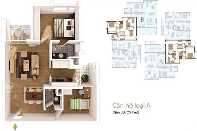 Bán Nhanh - Căn 71M2 , 2 Ngủ 2 Vệ Sinh ,Chung Cư Rừng Cọ Ecopark - Giá Chỉ 3 Tỷ 980