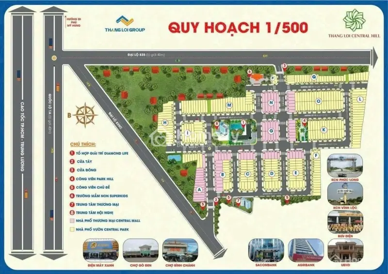 Bán Cặp Nền Thắng Lợi Central Hill - Shr, Thổ Cư 100%, Gần Chợ Gò Đen, Giá Chỉ 1 Tỷ 450