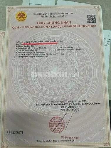 140M Đất Thổ Cư ( 7 X 21 ) Gần Chợ Trảng Bàng Tây Ninh Giá 1.2 Tỷ