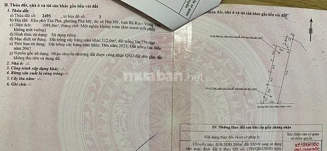 Cần Bán Gấp Lô Đất Tại Trung Tâm Tp Phú Mỹ, Đường Cmt8, Vũng Tàu