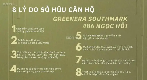 Căn Hộ 3 Phòng Ngủ Dual - Key Tại Greenera Southmark 486 Ngọc Hồi