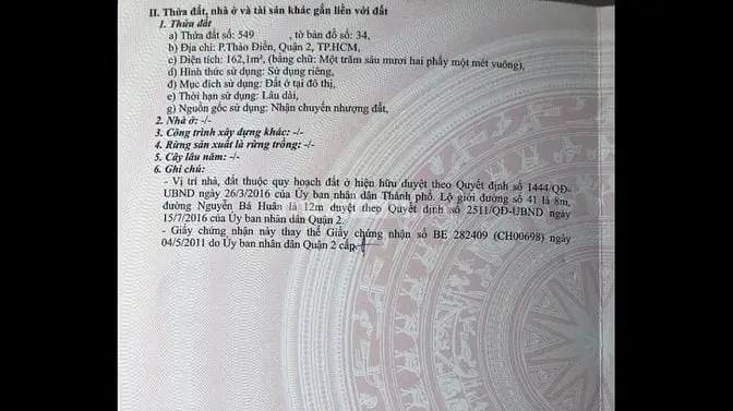 Bán Đất Chính Chủ 2 Mặt Tiền Nguyễn Bá Huân, Phường Thảo Điền, Quận 2