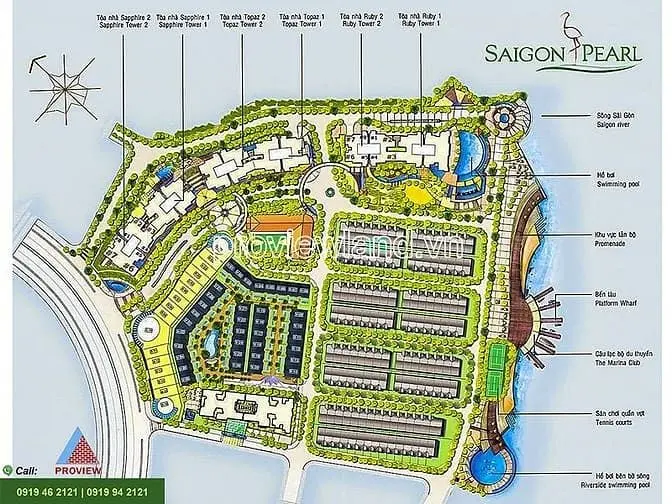 Cho Thuê Biệt Thự Song Lập Saigon Pearl, 10X20M, 3 Tầng, Full Tiện Ích