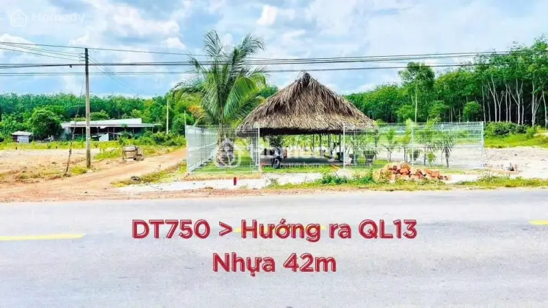 Đất Nền Mặt Tiền Dt750, Đường Nhựa 42M, Gần Kcn Bàu Bàng, Thổ Cư Sẵn 100M