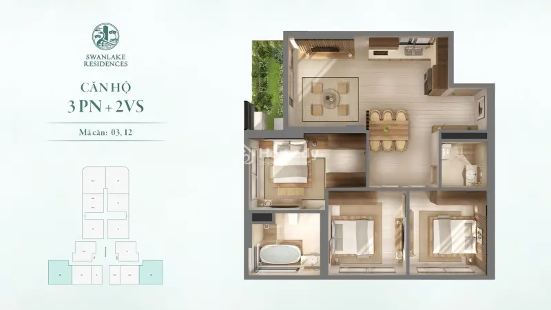 Bán 3 Ngủ , Căn Góc , 89M2 Sử Dụng - Chung Cư Khoáng Nóng Onsen , Khu Đô Thị Ecopark