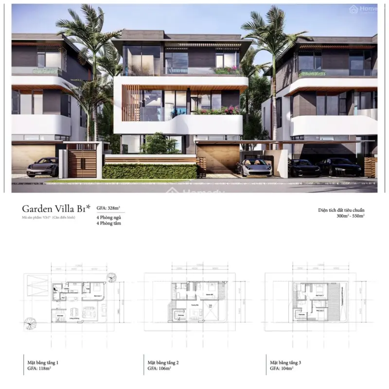 Biệt Thự Garden Villa, Phân Khu L34, Thiết Kế 1 Trệt 2 Lầu , Giá Ưu Đãi, 350 M2