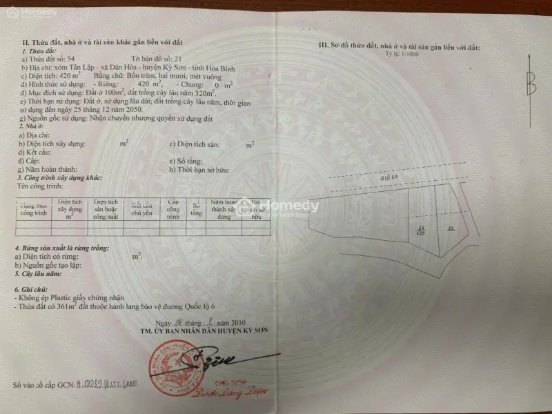 Bán Đất Nền Dự Án Đường Quốc Lộ 6, Xã Kỳ Sơn, Hòa Bình Giá 7 Tỷ Đồng, 420M2.