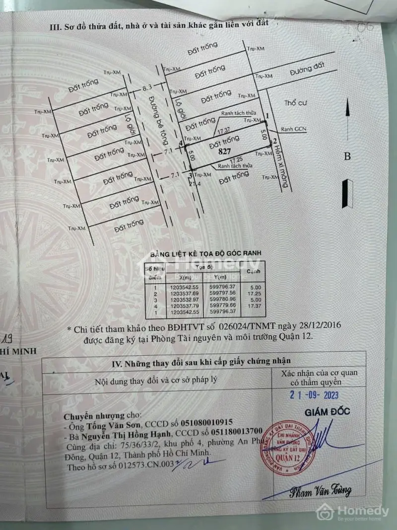Bán Đât Thạnh Xuân 25, Đường 8M, Dt 5X17.5, Giá 4Ty39