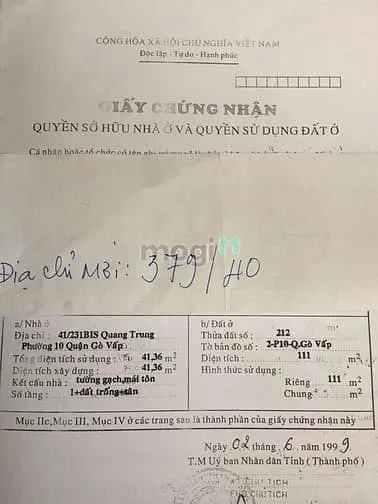 Bán Nhà Rộng Đẹp (5,3X24) 379/40 Quang Trung P10 Gò Vấp (Đối Diện Ubnd