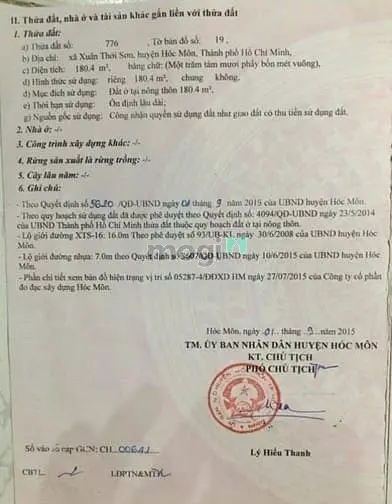 🆘Chính Chủ Gửi Bán Đất 10X18M, Đường Xuân Thới Sơn 16 Gần Ủ Ban Xã