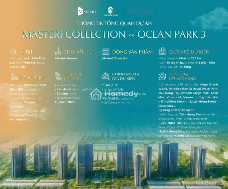 Chỉ Từ 62Tr/M2 Sở Hữu Căn Hộ Cao Cấp Tại Masteri Thời Đại Vin3 - Khu Phức Hợp Ocean City