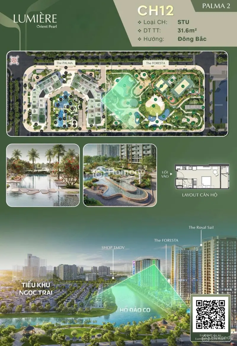 Bán Nhanh Căn Studio P2.0812, Dt 32M2 View Hồ, Công Viên Tại Lumiere Orient Pearl Ocean Park 1