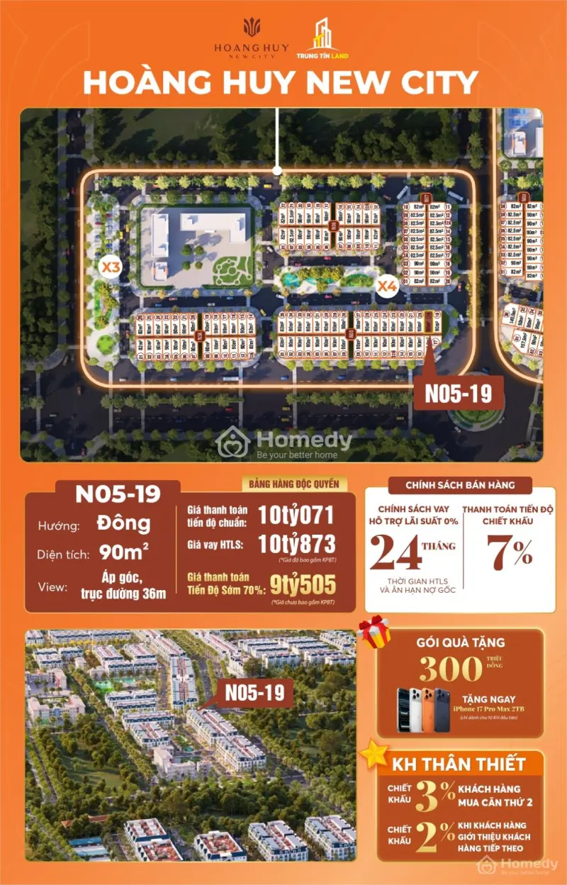 Bán Căn Liền Kề N5-19 Áp Góc Tại Hoàng Huy New City ,Diện Tích 90M², Đường 17M, Vị Trí Đẹp Hiếm Có