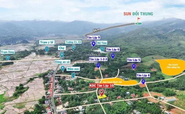 Đất Phân Lô Ngay Trục Đường Chính Sungroup, Cách Sun Vài Phút Di Chuyển, Dân Cư Đông Đúc