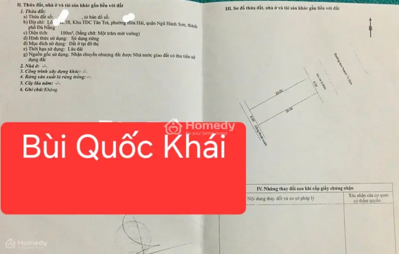 Bán Đất Đường Bùi Quốc Khái - Gần Bãi Tắm Tân Trà